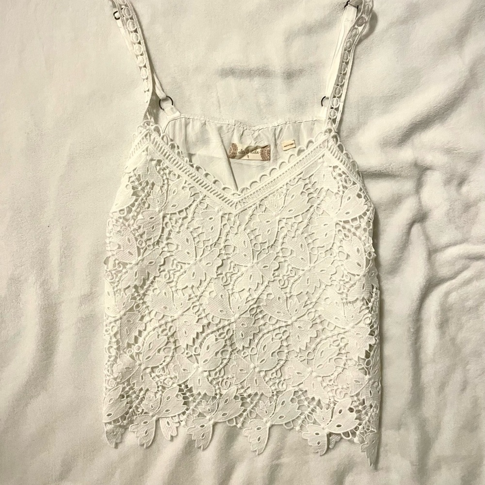 Altard State Lace White Tank Top Summer Loose Flowy